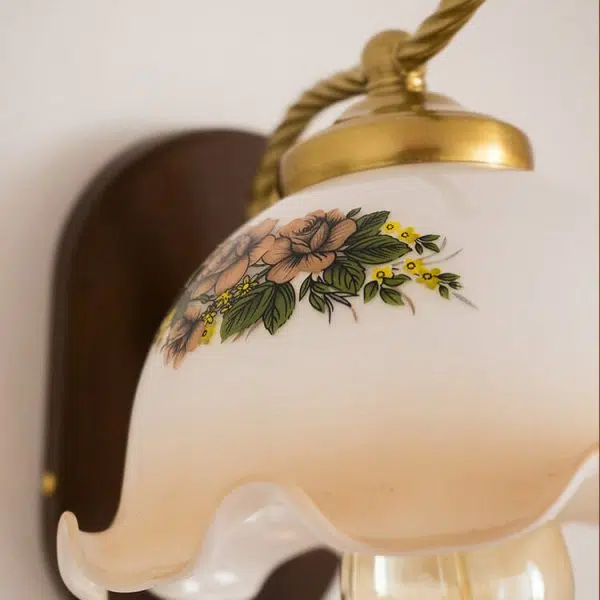 French Vintage Cream Glass Petal 1-Light Wall Sconce Lamp - Image 15