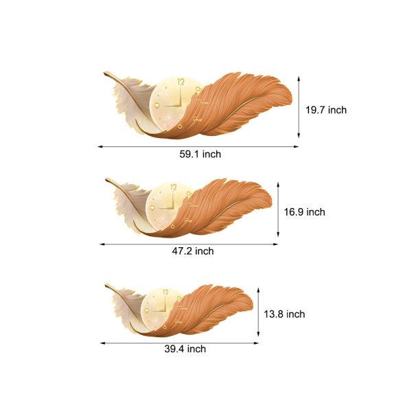 2-In-1 Wall Feather Painting Hanging Decor LED Wall Lamp Wall Clock - Image 9