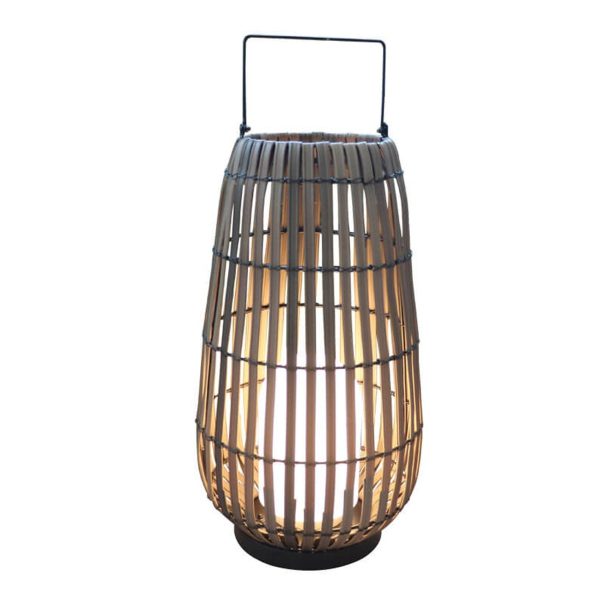 Modern Rattan Weaving Oval Cage Outdoor Patio Waterproof Floor Lamp - Image 9