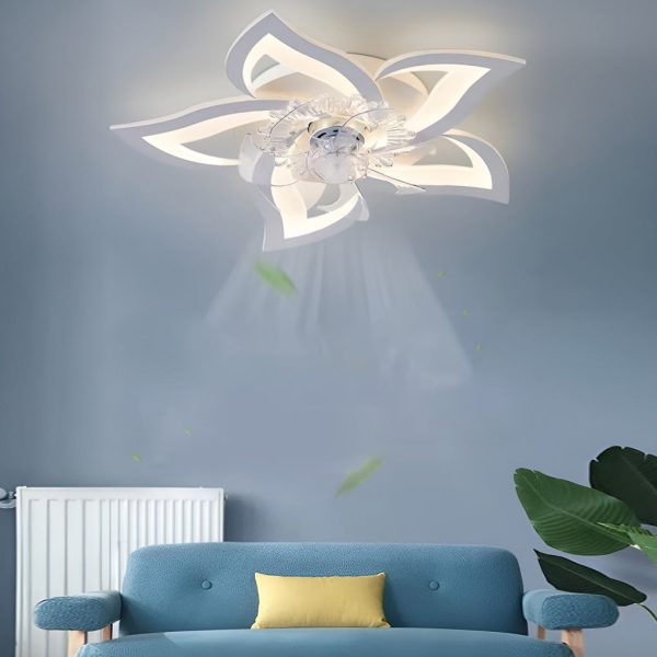 Creative Flower Shaped Three Step Dimming LED Nordic Ceiling Fan Lights - Image 3