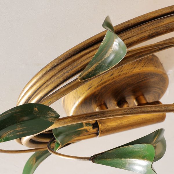 Traditional French Floral Iron Glass 6-Light Flush Mount Ceiling Light For Living Room - Image 4