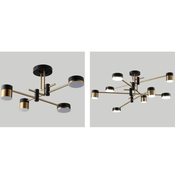 Modern Minimalist Black Gold Balanced 4-8 Light Semi-Flush Mount Light - Image 21