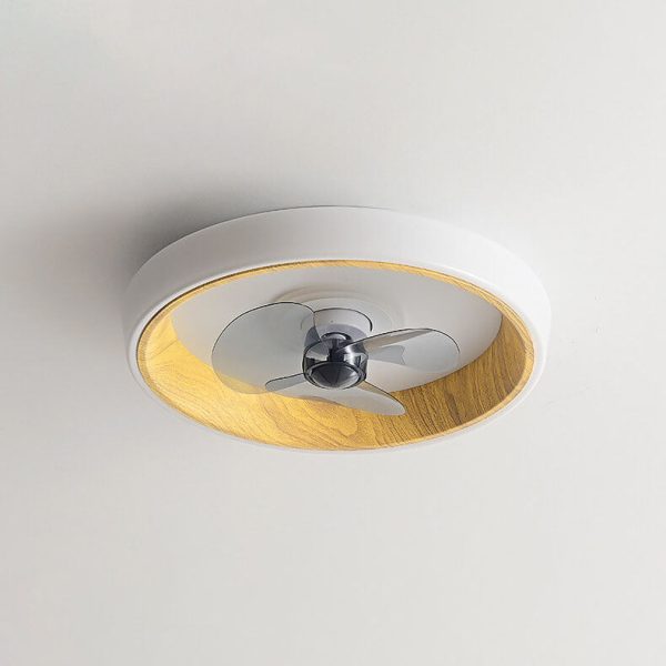Nordic Minimalist Round  Acrylic Wood Grain LED Flush Mount Ceiling Fan Light - Image 19
