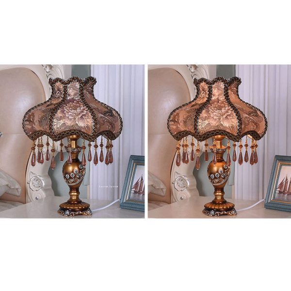 European Luxury  Fabric Lace Resin 1-Light Table Lamp - Image 25