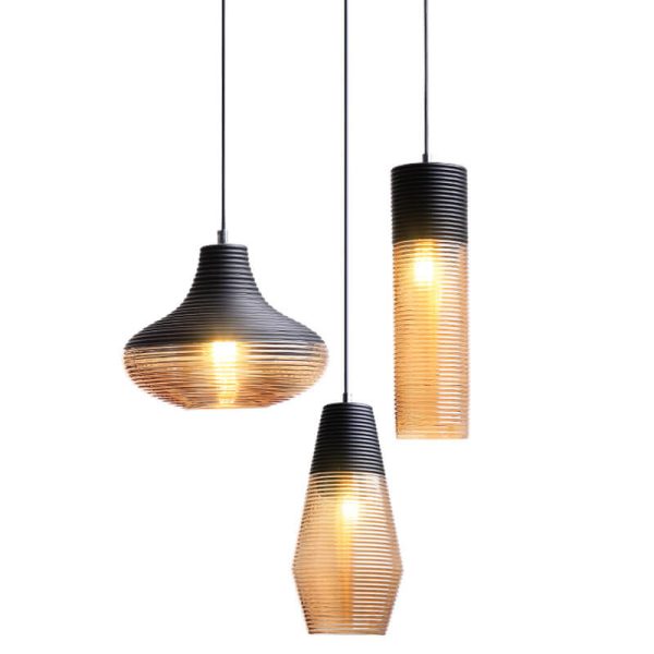 Modern Ribbed Glass 1 -Light Pendant Light - Image 7