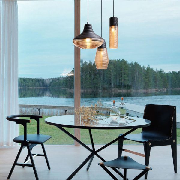 Modern Ribbed Glass 1 -Light Pendant Light - Image 2