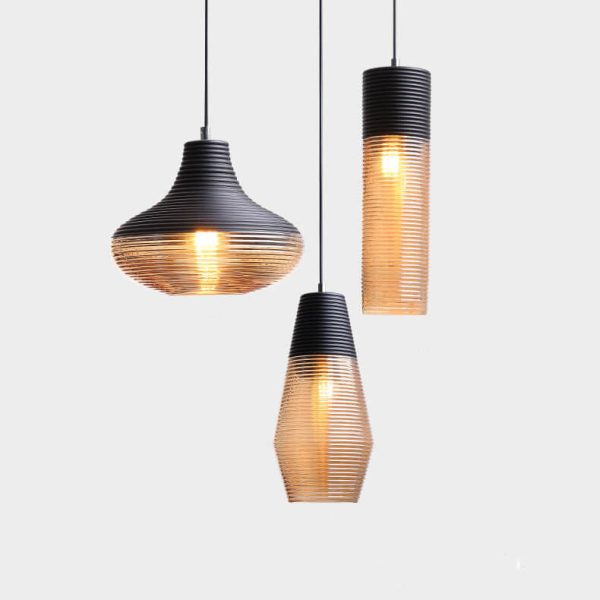 Modern Ribbed Glass 1 -Light Pendant Light - Image 10