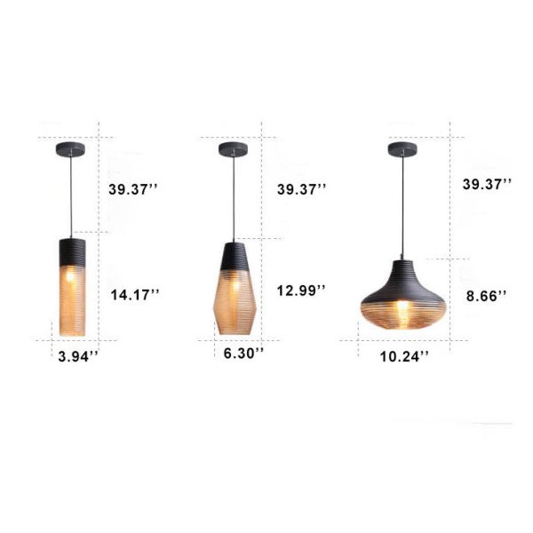 Modern Ribbed Glass 1 -Light Pendant Light - Image 11