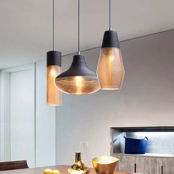 Modern Ribbed Glass 1 -Light Pendant Light - Image 4