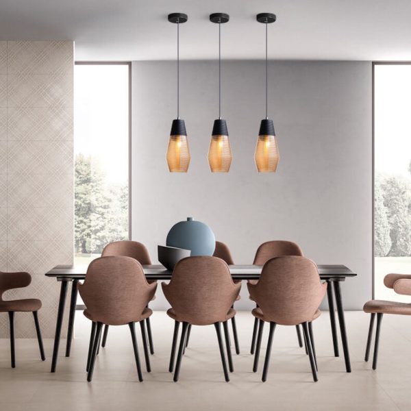 Modern Ribbed Glass 1 -Light Pendant Light - Image 5
