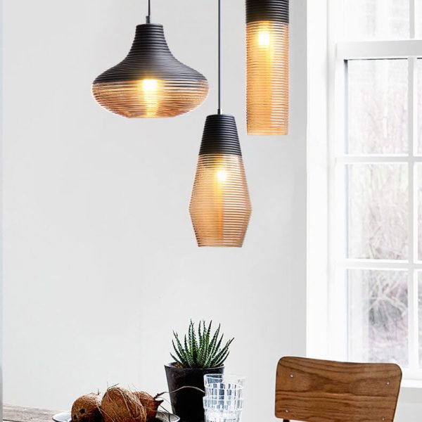 Modern Ribbed Glass 1 -Light Pendant Light - Image 8