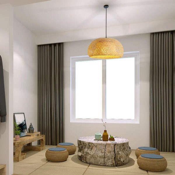 Rattan 1-Light Single Dome Shaped Pendant Light - Image 2