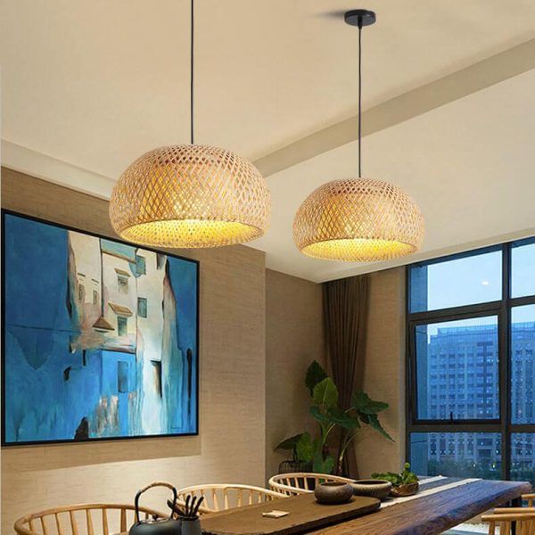 Rattan 1-Light Single Dome Shaped Pendant Light - Image 3
