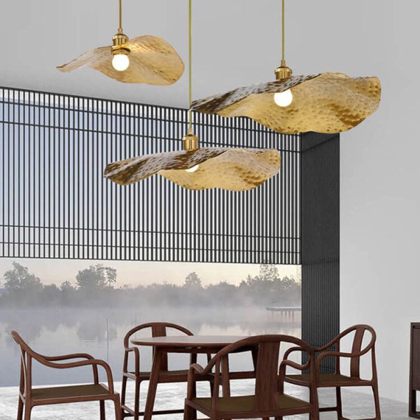 Modern Golden Bronze Color Lotus Leaf Shape 1-Light Pendant Light - Image 6