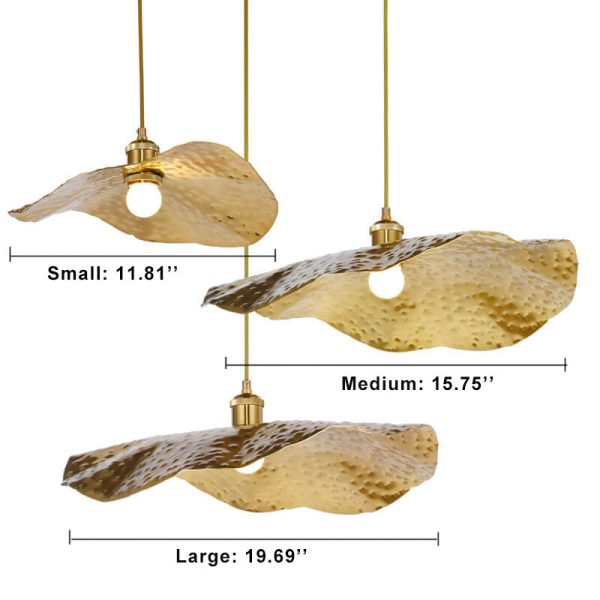Modern Golden Bronze Color Lotus Leaf Shape 1-Light Pendant Light - Image 8