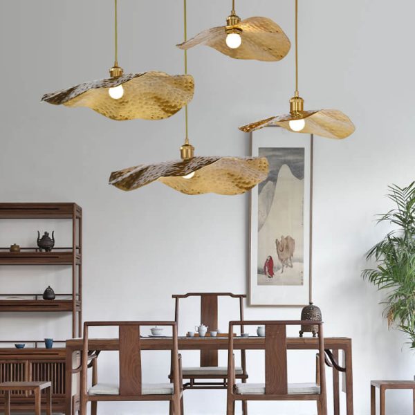 Modern Golden Bronze Color Lotus Leaf Shape 1-Light Pendant Light - Image 2