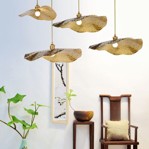 Modern Golden Bronze Color Lotus Leaf Shape 1-Light Pendant Light - Image 3