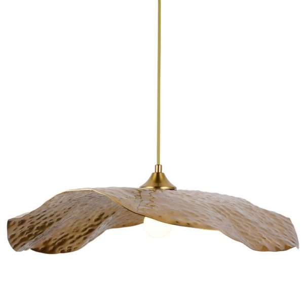 Modern Golden Bronze Color Lotus Leaf Shape 1-Light Pendant Light - Image 12