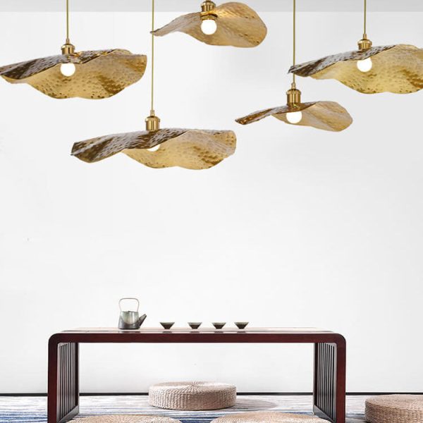 Modern Golden Bronze Color Lotus Leaf Shape 1-Light Pendant Light - Image 5