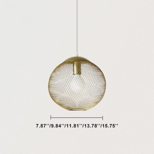 Industrial Golden Iron Mesh 1-Light Globe Pendant Light - Image 6