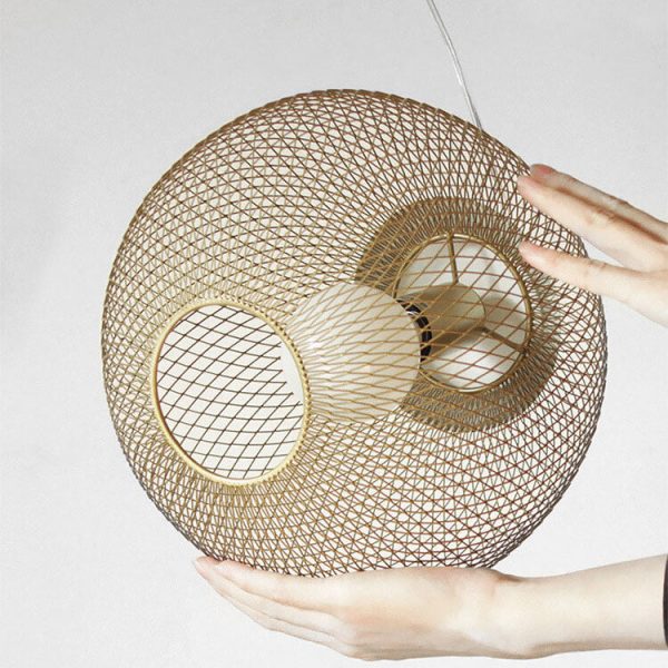 Industrial Golden Iron Mesh 1-Light Globe Pendant Light - Image 7