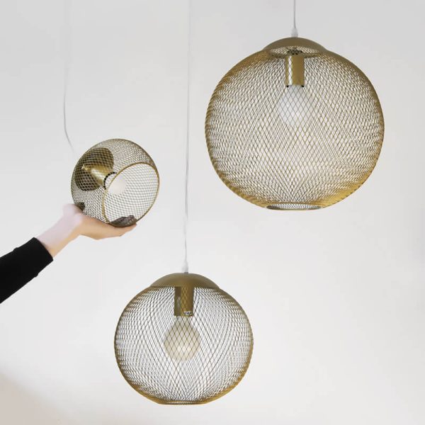 Industrial Golden Iron Mesh 1-Light Globe Pendant Light - Image 2
