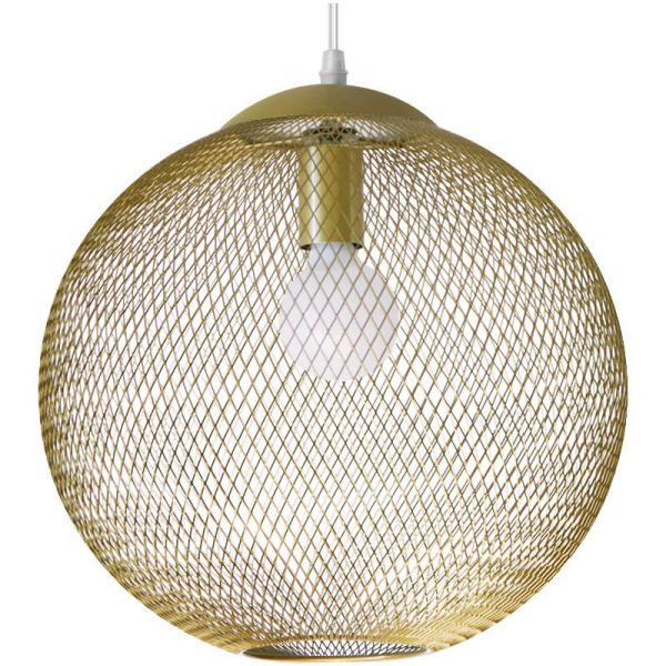 Industrial Golden Iron Mesh 1-Light Globe Pendant Light - Image 10