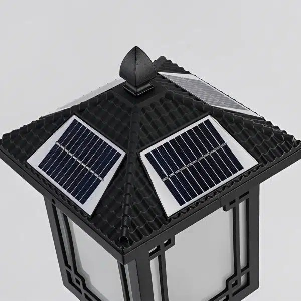 Ancient House Style Solar LED Post Light with 3-Step Dimming Durable Outdoor Lamp - Image 15