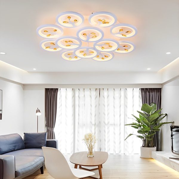 16 Lights Flower Dimmable LED White Nordic Ceiling Lights Flush Mount Lighting - Image 3