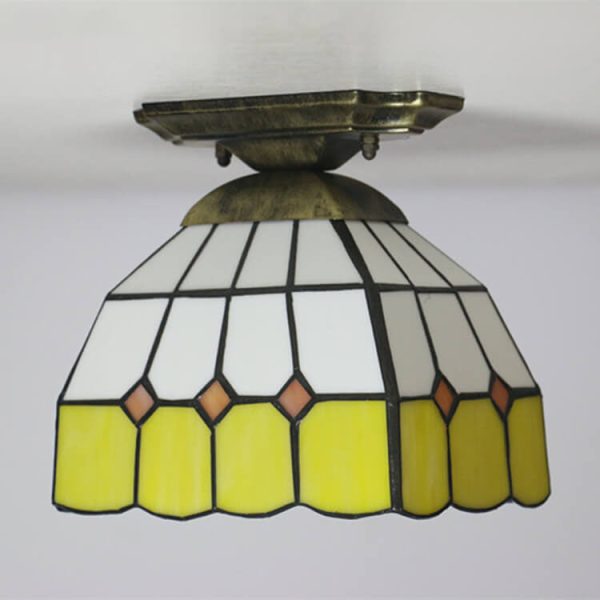Tiffany Stained Glass Dome 1-Light Semi-Flush Mount Ceiling Light - Image 14