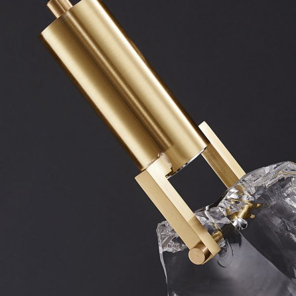 Modern Luxury Copper Irregular Crystal Stone LED Pendant Light For Living Room - Image 6