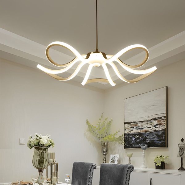 Curves Flower Petals Stepless Dimming White Nordic LED Chandelier - Image 13