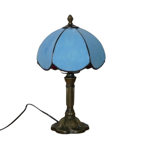 European Simple Tiffany Blue Glass Petal Design 1-Light Table Lamp - Image 6