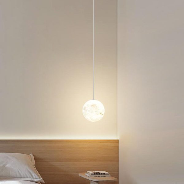 Modern Minimalist Astronaut Moon Iron Resin LED Pendant Light For Bedroom - Image 3