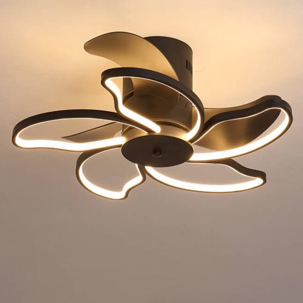 Nordic Minimalist Petal Shaped LED Semi-Flush Mount Ceiling Fan Light - Image 7