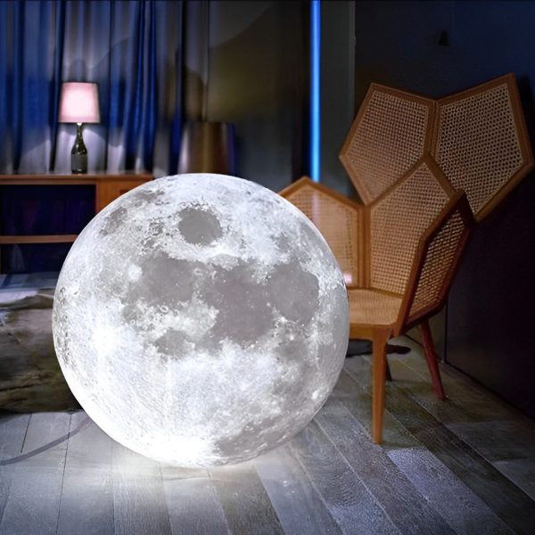 Round Moon Lunar 3D Creativity White Pendant Lamp Hanging Ceiling Lamp - Image 14