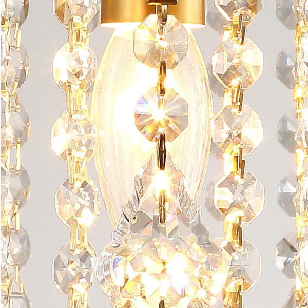 Scandinavian Modern Round Iron Crystal 1-Light Semi-Flush Mount Ceiling Light - Image 9