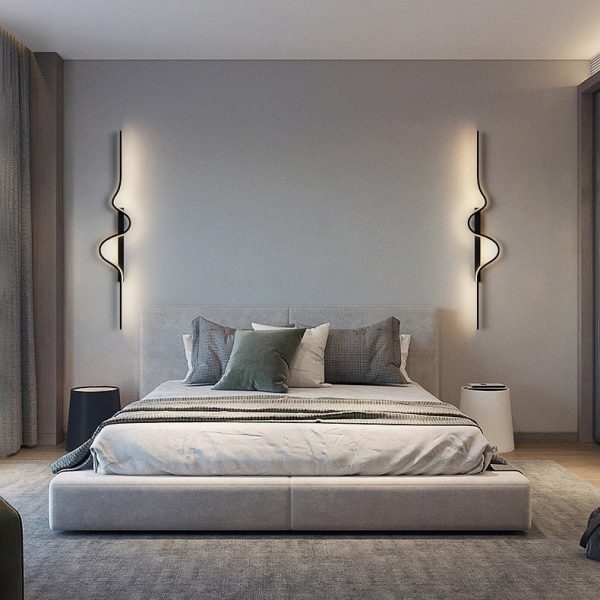 Modern Minimalist Aluminum Corrugated Strip Iron Frame LED Wall Sconce Lamp For Bedroom - Image 10
