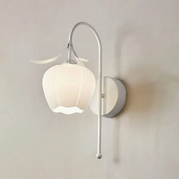 Nordic Vintage Floral Pumpkin Cream Glass 1-Light Wall Sconce Lamp - Image 13