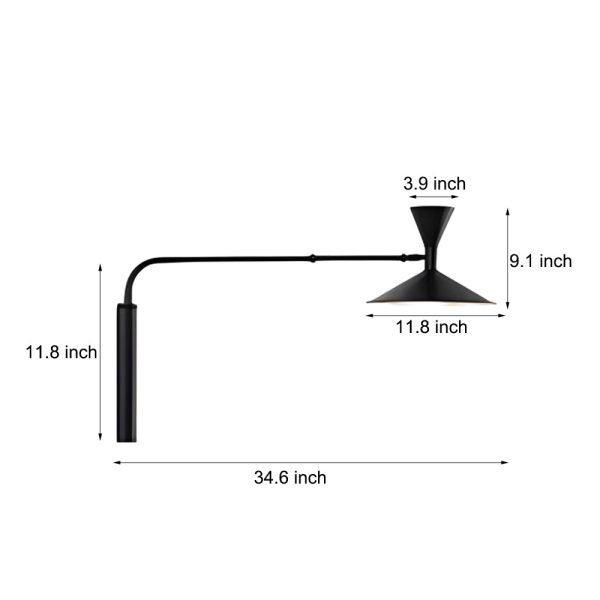 Marseille Swing Arm Wall Lamp Adjustable Long Metal Arm Trumpet Sconce - Image 8