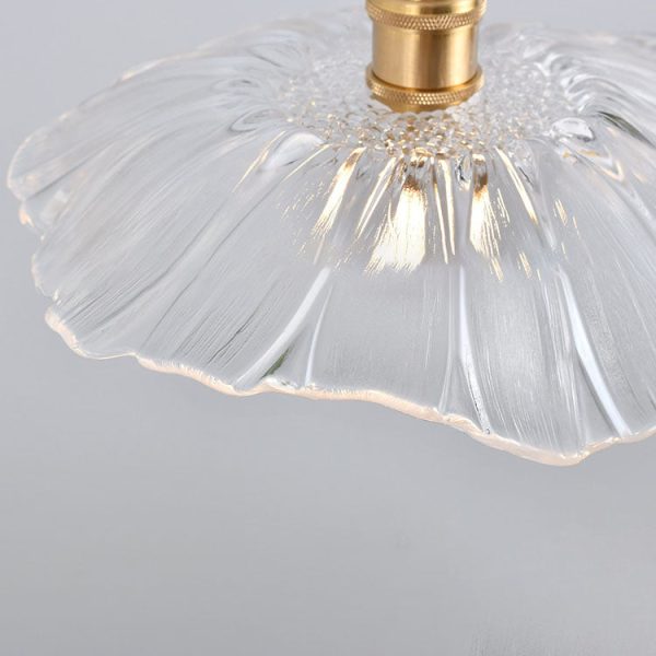 Nordic Vintage Clear Glass Flower Shape Brass 1-Light Pendant Light - Image 16