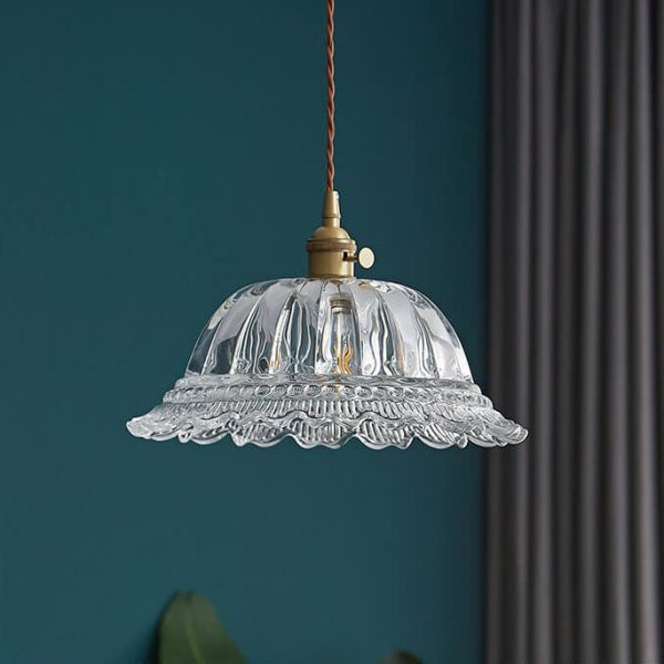 Nordic Vintage Floral Glass Brass 1-Light Pendant Light - Image 19