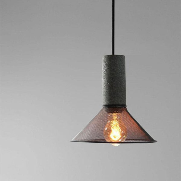 Contemporary Industrial Cylindrical Tapered Cement Iron 1-Light Pendant Light For Living Room - Image 11