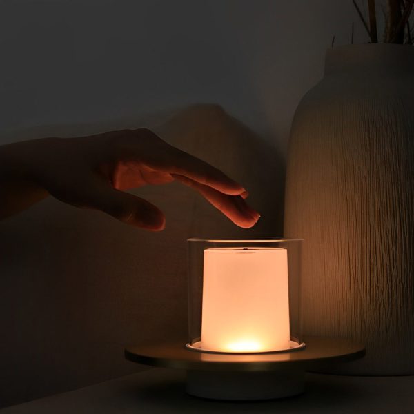Modern Cordless Cylinder Candle Table Lamp with Dish Base - Image 14