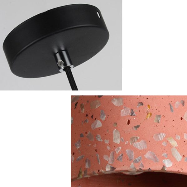 Contemporary Scandinavian Round Terrazzo Jade 1-Light Pendant Light For Living Room - Image 5