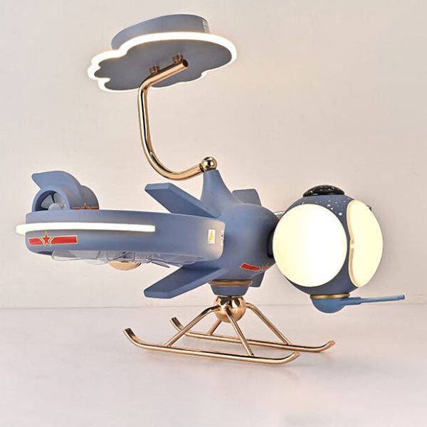 Modern Creative Resin Cartoon Airplane LED Flush Mount Ceiling Fan Light - Image 9