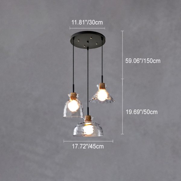 Nordic Clear Rippled Glass Shaded 1-Light Pendant Light - Image 8