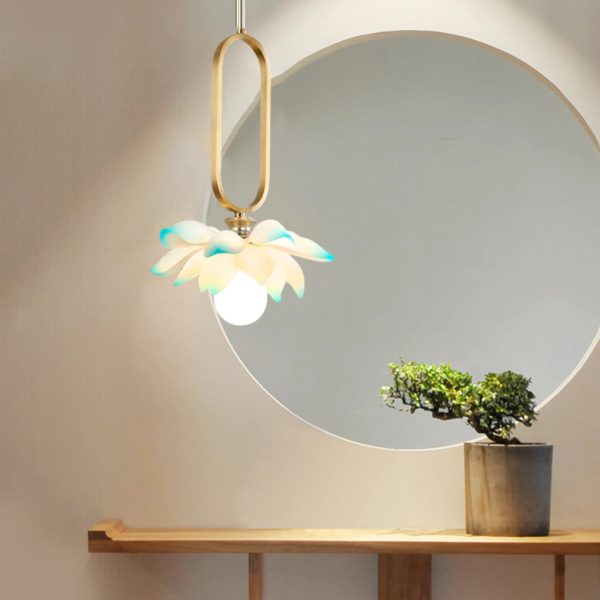 Creative Lotus Flowers Luminous Copper Oval Ring LED Modern Pendant Lights - Image 3