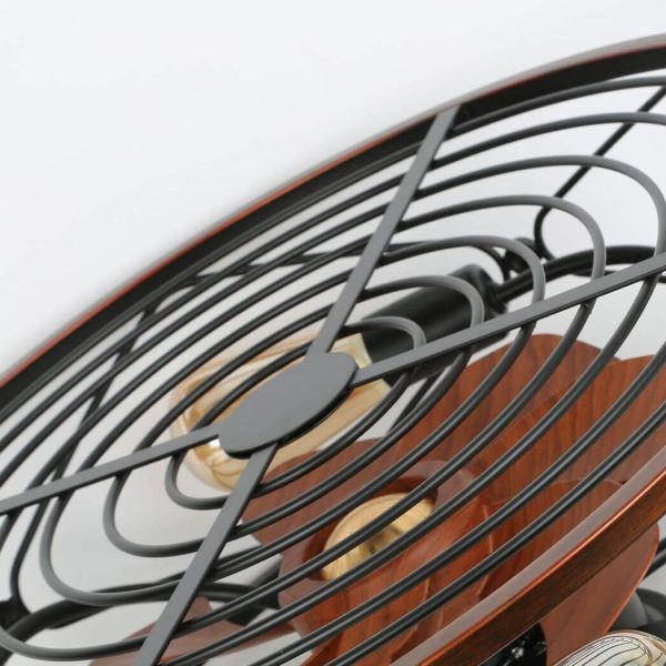 Nordic Industrial Wrought Iron Cylinder 4-Light Flush Mount Ceiling Invisible Fan Light - Image 8