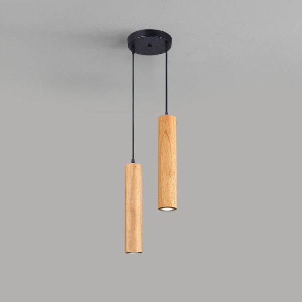 Modern Minimalist Wood Cylinder LED Pendant Light - Image 15